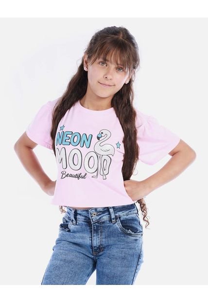 Camiseta Crop Para Niña Con Estampado Urbano