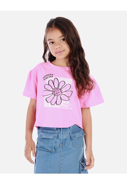 Camiseta Crop Para Niña Con Estampado Urbano