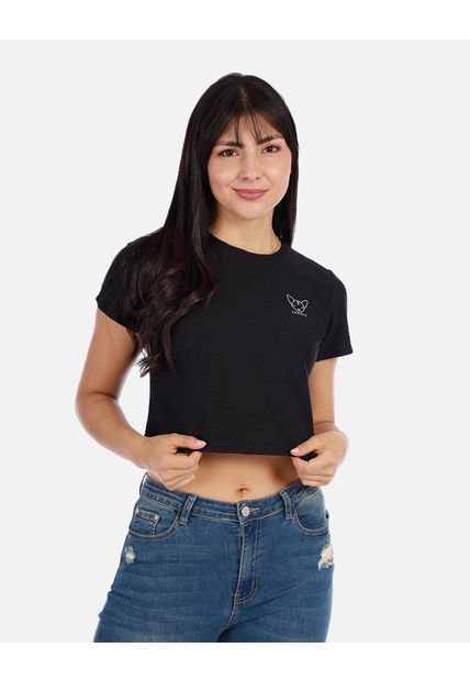 Blusa Top Manga Corta Con Estampado Pequeño Para Mujer
