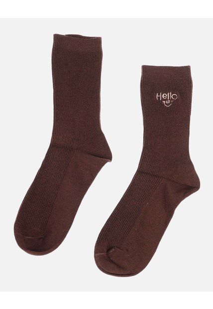 Medias Largas Para Dama Con Bordado “Hello”