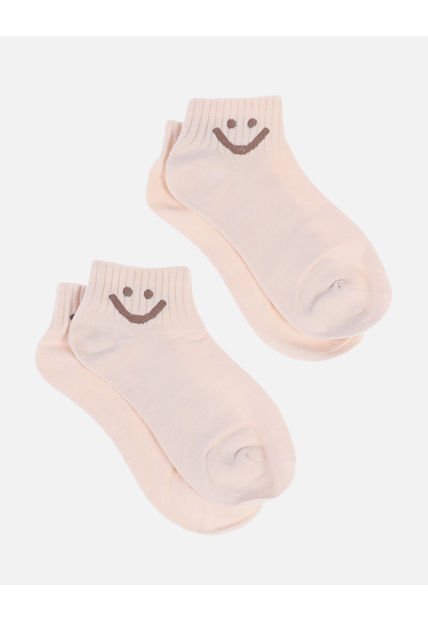 Pack X2 Medias Tobilleras Para Dama Con Carita Sonriente