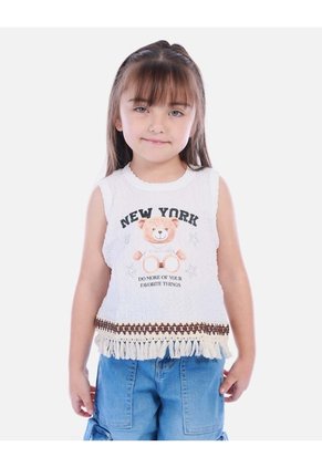Blusa Sin Mangas Con Flecos Para Niña