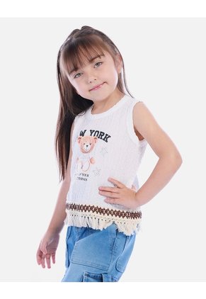 Blusa Sin Mangas Con Flecos Para Niña