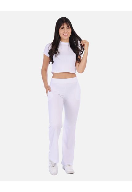 Conjunto Casual Mujer En Canalé Con Top Y Pantalón Recto