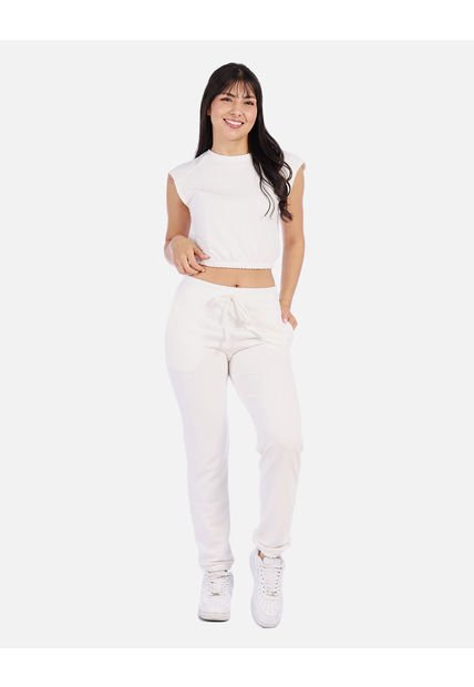 Conjunto Casual Mujer Con Top Elástico Y Jogger Con Cordón