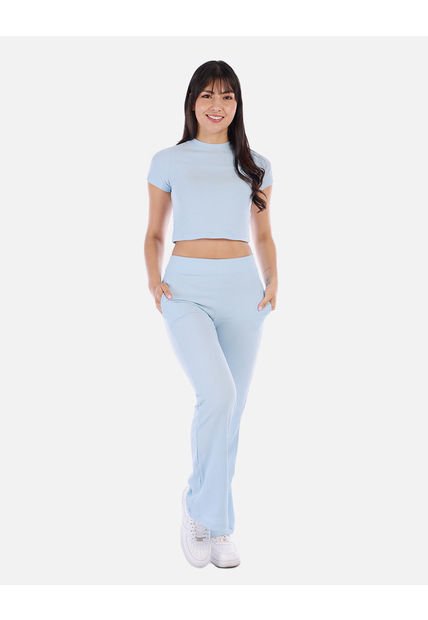 Conjunto Casual Mujer En Canalé Con Top Y Pantalón Recto