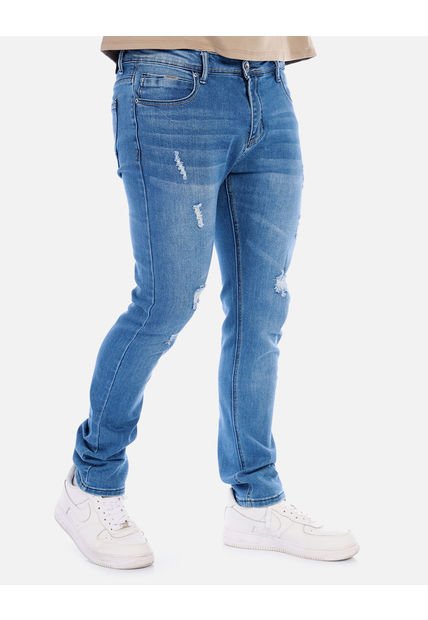 Jean Skinny Hombre Azul Claro | Denim Desgastado.