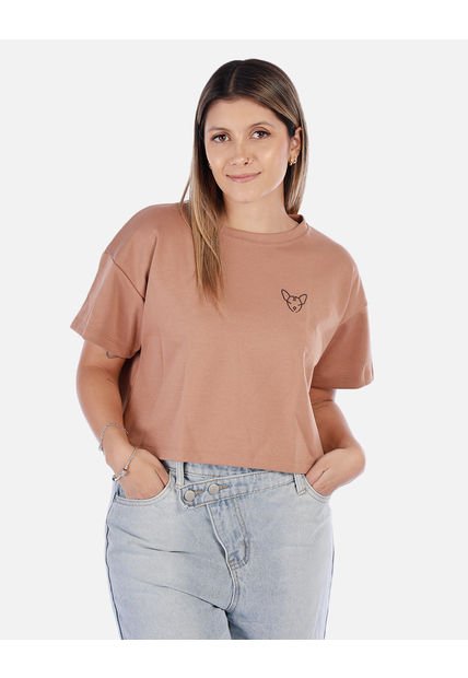 Camiseta Corta Negra Con Diseño Bordado