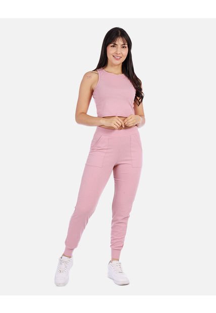 Conjunto Casual Mujer En Canalé Con Top Crop Y Jogger Cómodo