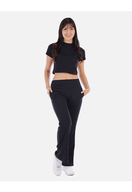 Conjunto Casual Mujer En Canalé Con Top Y Pantalón Recto