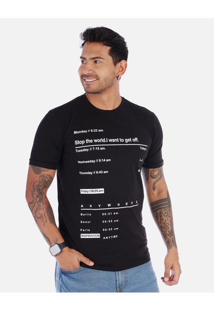 Camiseta Para Hombre Estampado Cuello Redondo