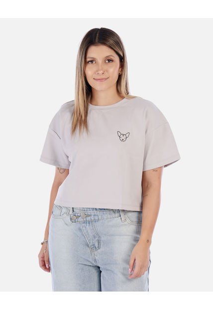 Camiseta Corta Negra Con Diseño Bordado