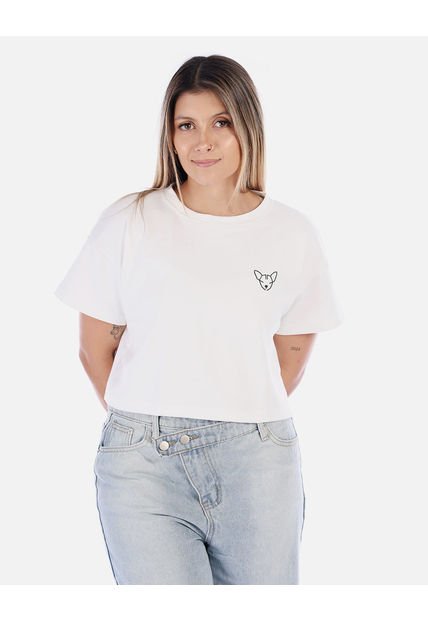 Camiseta Corta Negra Con Diseño Bordado