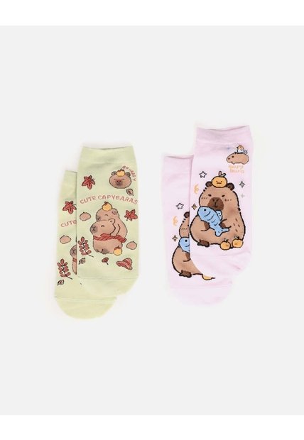 Medias Set X2 Con Diseño Capibara
