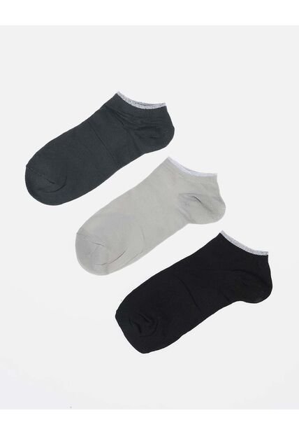 Pack X3 Medias Unicolor Con Borde Escarchado