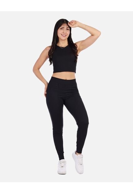Conjunto Casual Mujer En Canalé Con Top Crop Y Jogger Cómodo