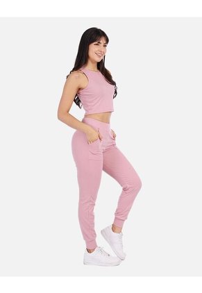 Conjunto Casual Mujer En Canalé Con Top Crop Y Jogger Cómodo