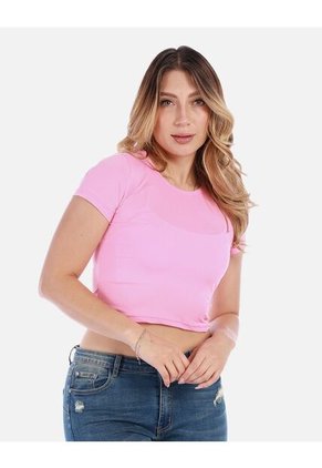 Camiseta Manga Sisa Ajustada Para Mujer En Tejido Suave