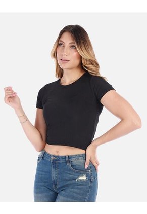 Camiseta Manga Sisa Ajustada Para Mujer En Tejido Suave