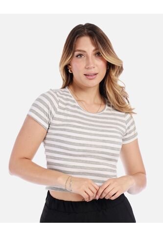 Camiseta De Rayas Ajustada De Mujer En Tejido Suave Arequipe