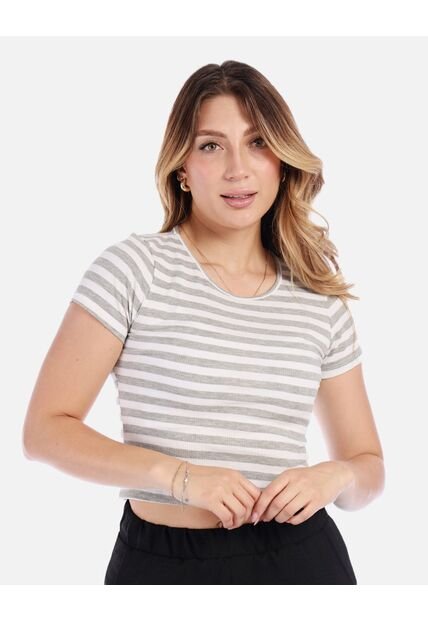 Camiseta De Rayas Ajustada De Mujer En Tejido Suave