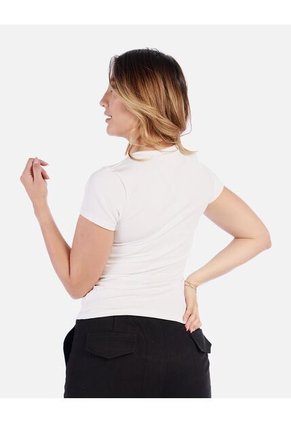 Camiseta Escote En V Ajustada De Mujer En Tejido Suave