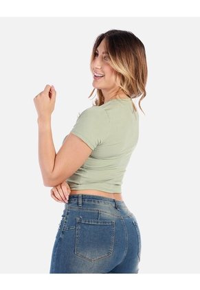 Camiseta Manga Sisa Ajustada Para Mujer En Tejido Suave