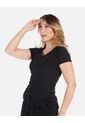 Camiseta Escote En V Ajustada De Mujer En Tejido Suave de Arequipe