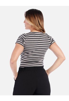 Camiseta De Rayas Ajustada De Mujer En Tejido Suave