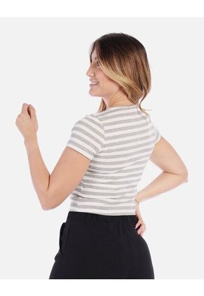 Camiseta De Rayas Ajustada De Mujer En Tejido Suave
