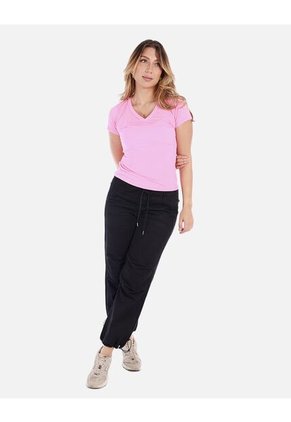 Camiseta Escote En V Ajustada De Mujer En Tejido Suave