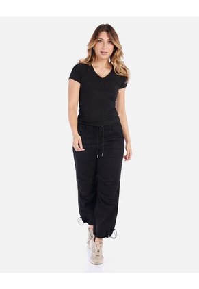 Camiseta Escote En V Ajustada De Mujer En Tejido Suave