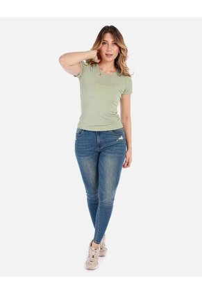 Camiseta Básica Ajustada De Mujer En Tejido Suave