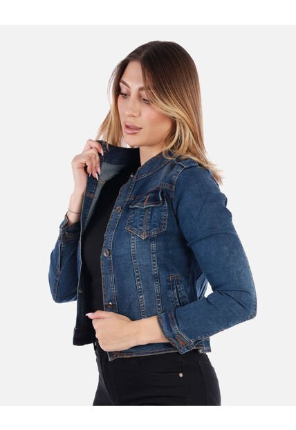 Chaqueta Jean Azul Oscuro Mujer