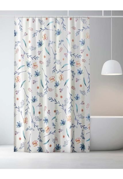 CORTINA DE BAÑO FLORAL 180 X 180 Cm Lavable