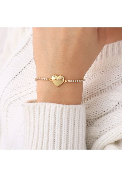Pulsera Con Corazón Dorado Para Mujer