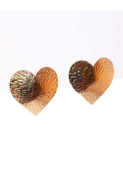 Aretes Corazón Maxi Dorados Para Mujer
