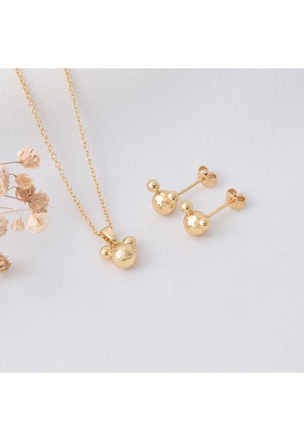 Set Dorado De Collar Y Aretes 