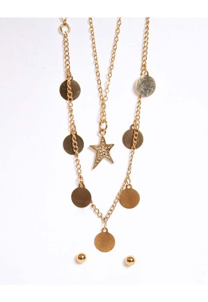 Set X2 Collares Con Dije De Estrella + Aretes
