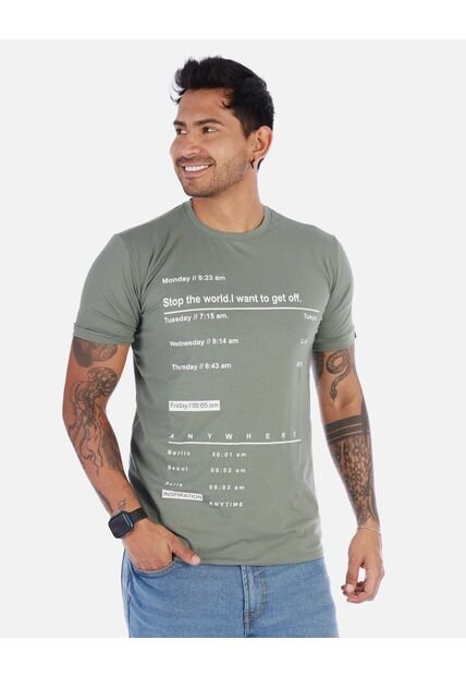 Camiseta Para Hombre Estampado Cuello Redondo