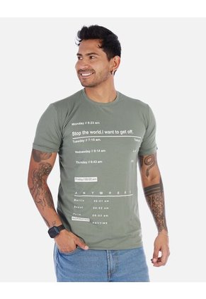 Camiseta Para Hombre Estampado Cuello Redondo