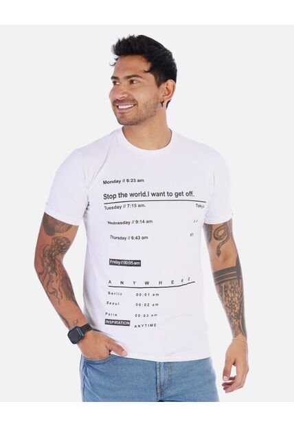 Camiseta Para Hombre Estampado Cuello Redondo