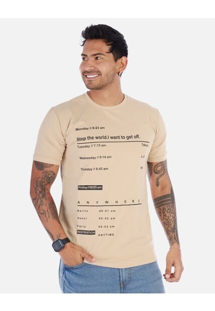 Camiseta Para Hombre Estampado Cuello Redondo