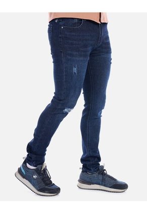 Jean Skinny Con Desgaste Para Hombre Azul Oscuro