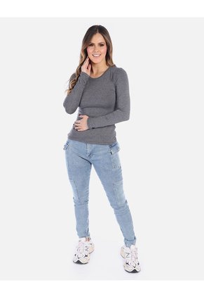 Camiseta Manga Larga Básica Para Mujer