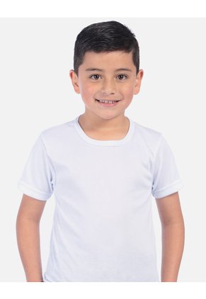 Camiseta Acanalada Cuello Redondo Colegial Unisex