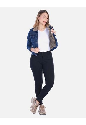 Chaqueta Jean Con Cuello Ovejera