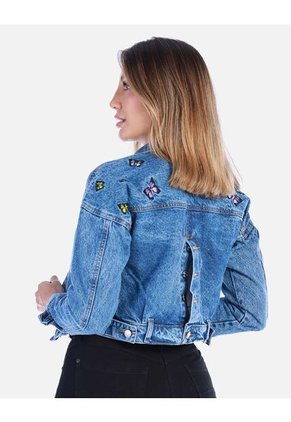 Chaqueta Jean Azul Con Apliques Mujer