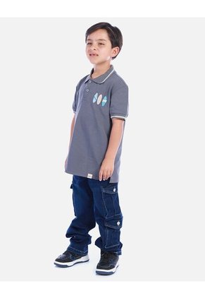 Camiseta Tipo Polo Gris Para Niño | Arequipe
