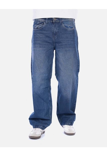 Jean Baggy Ancho Para Hombre - Azul Medio Clásico